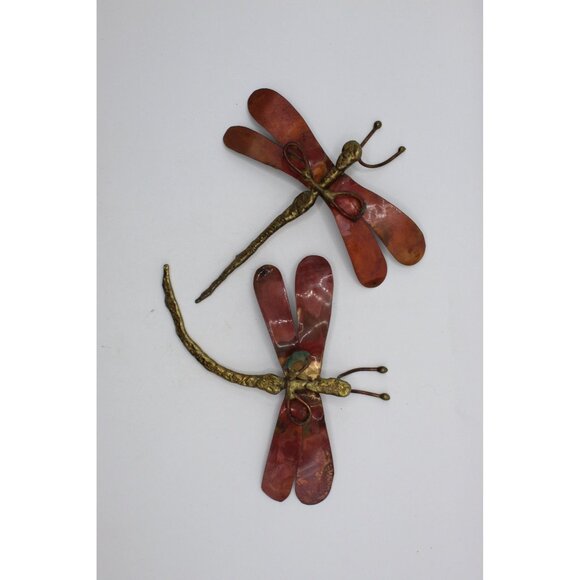 Copper and Brass Dragonfly Wall Art – Pair of Handmade Insect Sculptures, 4.5x5 - Picture 4 of 4